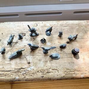 Selection of Vintage Pewter Figurines Set of 14